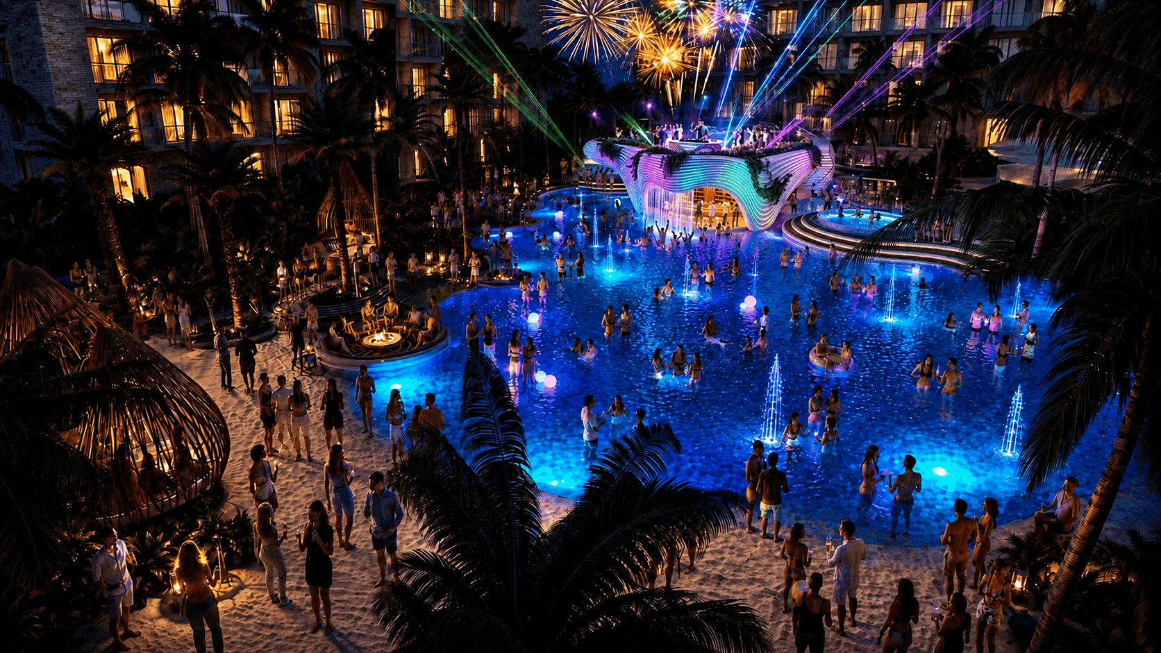 Pool party về đêm - tổ hợp giải trí không ngủ tại The Quậy Complex